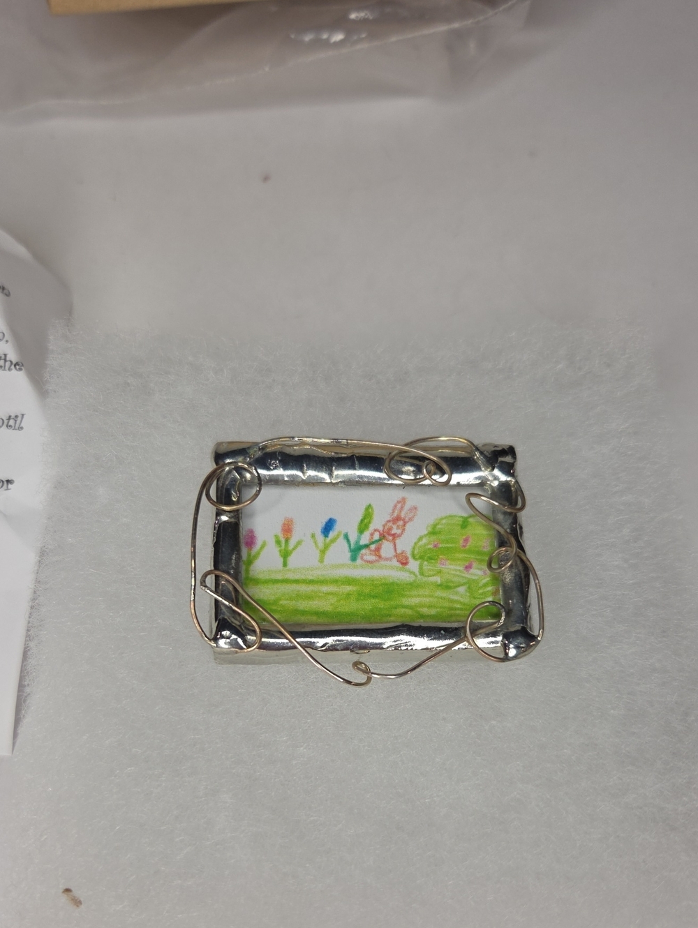 Handcrafted Silver Wire Framed Miniature Art - Green and Multicolor
